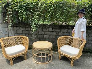 Table basse en rotin tissée à la main vintage 2024 Table d'appoint en rotin pour le thé décoration de salon mobilier d'intérieur en osier - Product Image 3