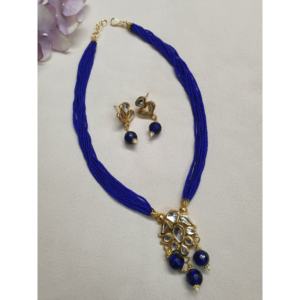 สร้อยโชคเกอร์ลูกปัดเม็ดสีฟ้าชุดเครื่องประดับแฟชั่นสไตล์ชนเผ่าสร้อยคอ rakhi - Product Image 4