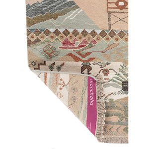 Alfombra Manchaha Azul de Lana y Seda de Bambú Anudada a Mano, Abstracta, para el Hogar, Pasillo, Rectangular, 10 mm de Grosor - Modelo Les-2703, Alfombras Jaipur US - Product Image 5