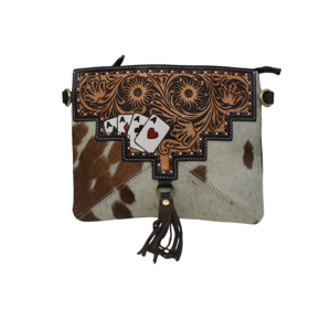 กระเป๋าโท้ทหนังแท้ทำมือ ดีไซน์แฟชั่นแบบยั่งยืน พร้อมซิปปิด  ตกแต่งลายดอกไม้ด้วยมือ  พร้อมพู่ห้อย - Product Image 2