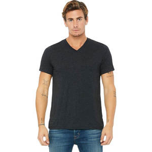 3415 Triblend Camiseta de manga corta con cuello en V Camisetas de algodón transpirable con cuello en V Logotipo personalizado Camiseta de cuello en V de diseño liso en blanco - Product Image 2