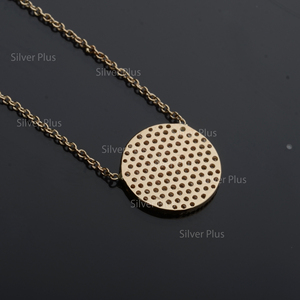 พรีเมี่ยมคุณภาพ 14k ทองคําเหลืองแข็งรอบแผ่นสร้อยคอจี้เพชรแท้ผู้ผลิตเครื่องประดับทําเอง - Product Image 3