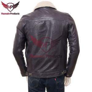 Chaqueta de camionero de cuero azul marino con estilo clásico para hombre, ropa de abrigo personalizable para invierno de alta calidad - Product Image 6