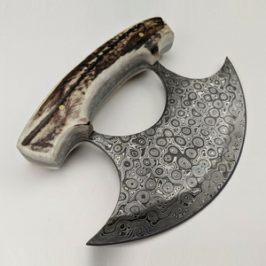 มีดเหล็กดามัสกัสใช้งานหนักมีดหลอมแบบมือโปรมีดแกะสลักด้วยมือพร้อมด้ามจับไม้ธรรมชาติสำหรับหั่นผักสับที่ถลกหนัง - Product Image 2