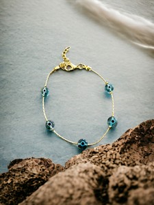 Bracelet en acier inoxydable DAFNI BIG PAZAR avec zircon et perles d'imitation - Cadeau tendance d'Istanbul - Product Image 1