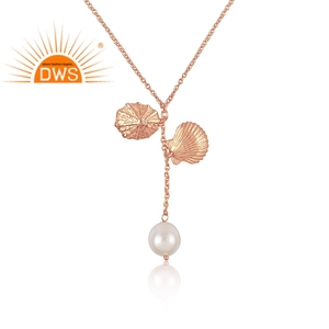 Dernier modèle de collier à pendentif en argent sterling plaqué or rose avec perle naturelle Demi Fine Jewelry Manufacturer - Product Image 4