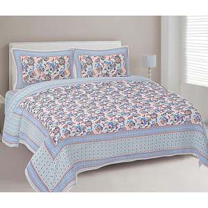 Juego de Sábanas y Fundas de Almohada con Estampado Floral 100% Algodón Azul Cielo (3 Piezas) - Product Image 1