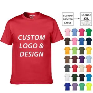 사용자 정의 로고와 디자인 100% 면 티셔츠 30 가지 색상 최고 품질 안티 수축 220 GSM 저지 짧은 소매 크루 넥 티셔츠