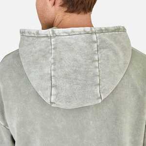 Wholesale OEM Men Solid 100% Cotton Winter Acid Washed Distressed Pullover Hoodie Outdoor Casual Hip Hop Hoodies - Product Image 3