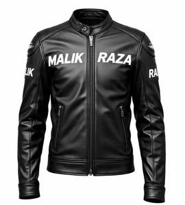 Blouson de motard classique pour homme, poches pour protections homologuées CE, doublure thermique amovible, fournisseur de cuir de vache personnalisé avec logo Malik Raza - Product Image 2