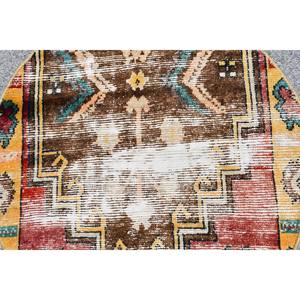 Alfombra turca de área grande marrón Vintage de 2,8x2,8 pies, clásica, hecha a mano, de lana, retales abstractos, patrón de pasillo, látex para decoración de habitación - Product Image 5