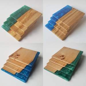 Posavasos de madera y resina epoxi hechos a mano de diseño antiguo de fabricante al por mayor para escritorio y mesa Mantel Individual de corcho - Product Image 4