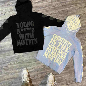 Sudadera con capucha de algodón de rizo francés pesado de alta calidad Unisex, sudadera con capucha personalizada para hombre, estampado de pantalla de espuma 3D para invierno - Product Image 5