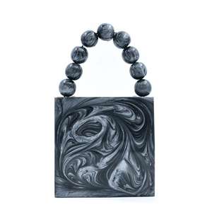 Embrayages de luxe en résine grise fabriqués à la main avec des taches blanches et de la pierre de qualité supérieure à un prix raisonnable - Product Image 1