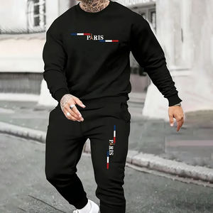Conjunto de chándal informal de poliéster para hombre con Sudadera de cuello redondo y joggers con estampado de París y tela ligera temporada de otoño - Product Image 1