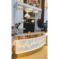 Comptoir de table de buffet pliant avec bords LED rougeoyants | Comptoir de restauration de mariage portable en acier inoxydable avec lumières