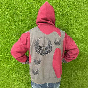 Sweat à capuche zippé en molleton 100 % coton personnalisé, coupe régulière, imprimé 3D en relief, surdimensionné, pour homme, avec poche unie, service OEM - Product Image 6