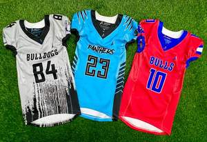 Vente en gros d'équipe kit pour jeunes club vintage en polyester ensemble d'uniformes de maillot de football américain en sergé avec mailles sublimées pour adulte - Product Image 4