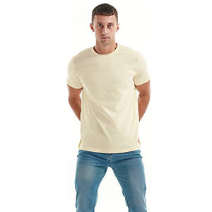 Camiseta para hombre de algodón puro, camiseta de manga corta de ajuste Regular, cómoda Camiseta de cuello redondo, Camiseta clásica suave de Color sólido, estampado de logotipo personalizado - Product Image 5