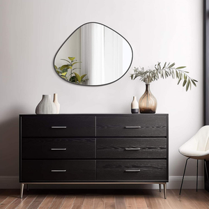 กระจกทรงกลมกรอบโลหะสีโรสโกลด์เงางามสำหรับห้องนอนโรงแรมรูปทรงตัดตามขนาดได้ตามต้องการ - Product Image 5