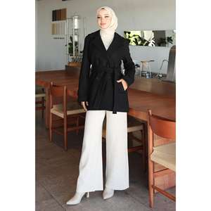 เสื้อโค้ทขนสัตว์สีดำสำหรับผู้หญิง รุ่น Mega Merchant แต่งกระดุม สไตล์ลำลอง น้ำหนักใยขน 150-200 กรัม รุ่น 105649 - Product Image 3