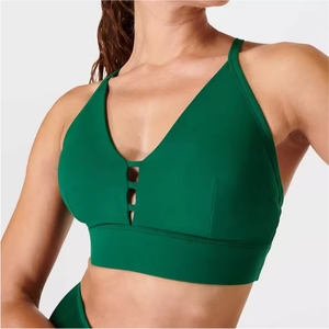 Sujetador deportivo alto para impacto sin costuras para mujer Soporte medio Reversible Estilo simple para entrenamientos de gimnasio de yoga Precios al por mayor Frente - Product Image 1