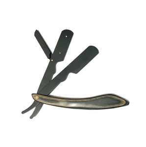 Rasoir à lame droite pliable en acier inoxydable à bord unique avec manche en bois pour l'épilation du corps conçu pour les barbiers - Product Image 1