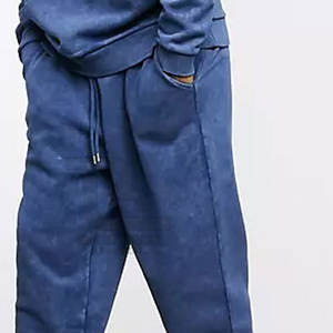 Conjunto de chándal de algodón 100% lavado ácido de talla XL, pantalones de chándal con capucha personalizados de alta calidad, patrón sólido, logotipo de invierno transpirable de talla grande - Product Image 6