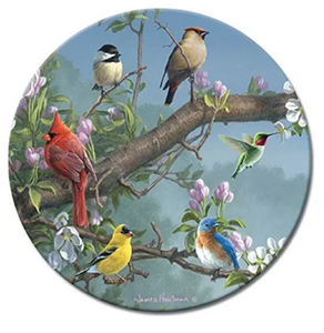 Plateau de service Lazy Susan artistique parfait en gros avec vaisselle en tranches de bois en résine bleue intégrée - Product Image 4