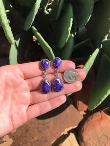 Boucles d'oreilles pendantes Glendale faites à la main en argent sterling avec pierres précieuses, sans nickel, plaquées rhodium, parfaites pour les mariages, les fêtes, les cadeaux de bijoux - Product Image 2