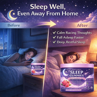 Gummies Sommeil Naturel Sans Mélatonine, à la Racine de Valériane et au Magnésium, Saveur Fraise, pour la Relaxation et un Sommeil Réparateur, 60 Gummies