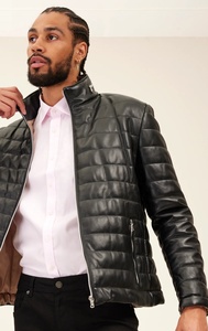 Chaqueta de burbujas de cuero de piel de oveja de calidad superior para hombre, estilo de calle personalizado, cuello alto transpirable, venta al por mayor de invierno - Product Image 6