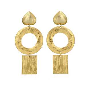 Boucles d'oreilles plaqué or au design unique et magnifique avec cœur Boucles d'oreilles pendantes - Product Image 1