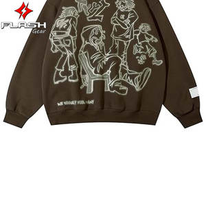 Sudadera con capucha de algodón con parche desgastado de peso pesado gráfico personalizado, ropa de calle Vintage lavada con ácido, talla 6XL, forro polar sin estampado de cuerdas - Product Image 3