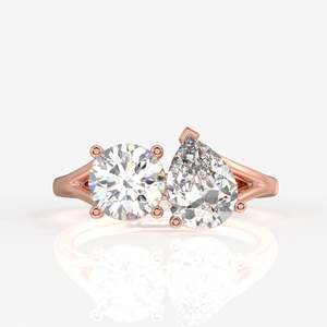 Toi Moi 14k Gold <b>Ring</b> with Lab Grown Round and Pear Cut Diamonds - Product Image 5