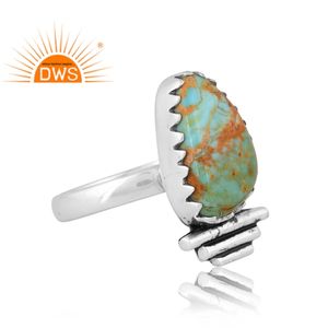 แหวนพลอยเทอร์ควอยซ์คิงแมนธรรมชาติดีไซน์ใหม่สำหรับผู้หญิงเครื่องประดับตามสั่งสำหรับผู้หญิงของขวัญสำหรับผู้หญิง - Product Image 4