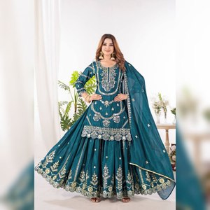 Lehenga choli เทศกาลปักสำหรับเจ้าสาวงานแต่งงานปาร์ตี้สวมใส่ปากีสถานชุดอินเดีย lehenga dupatta - Product Image 1