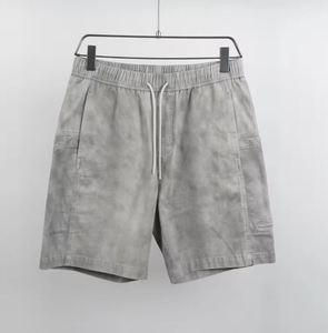 Men's Casual High Quality Acid Wash Shorts Comfortable Cotton Polyester Solid Color Mid Waist Quick Dry Breathable for Gym - Product Image 1