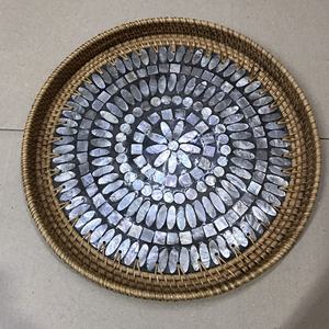 Bandejas para servir de madreperla de ratán de forma ovalada de alta calidad, superventas con mango, venta al por mayor de Vietnam a precio barato - Product Image 5