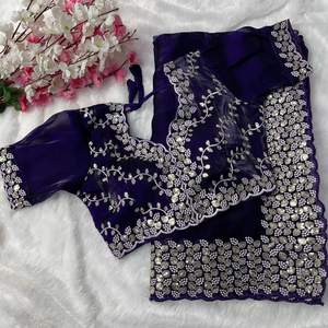 Saree en soie de créateur de boutique indienne la plus exportée dernière blouse fantaisie exclusive mariée fête ethnique vêtements de mariage pour femmes fille - Product Image 1