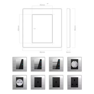 Interrupteur mural rétro en acier inoxydable brossé TEP série A9, 2 gangs, 16A, avec panneau tactile, fonction double interrupteur - Product Image 4