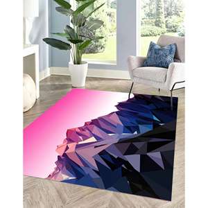 Polygon Mountain Landscape <b>Rug</b>, Pink <b>Rugs</b>, Mountain <b>Rugs</b>, View <b>Rug</b>,<b>Chenille</b> <b>Rug</b> - Product Image 1