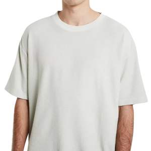 Blanco 100% algodón camisetas de hombre de peso pesado 320GSM hombro caído Color sólido manga corta de gran tamaño ajuste suelto 240g Jersey - Product Image 5