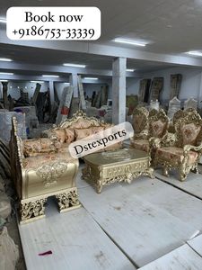 ชุดโซฟาห้องนั่งเล่นหรูหราพิเศษสำหรับวิลล่าชั้นสูงชุดโซฟาสไตล์คลาสสิกแกะสลักไม้เนื้อแข็ง - Product Image 3