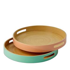 Plateau de service en bois de bambou de forme arrondie avec poignée, plateau de service en bois de bambou de Style Unique pour la maison, l'hôtel, le Restaurant, article de table - Product Image 3