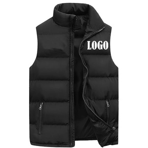 Gilet pour hommes personnalisé manteaux et vestes épais col montant couleur unie gilet en coton veste en duvet de canard sans manches - Product Image 6