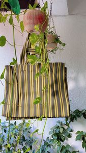 กระเป๋าช้อปปิ้งทำจากโพลีโพรพิลีนรีไซเคิลดีไซน์ลายขวางขนาดเล็กเป็นมิตรกับสิ่งแวดล้อม - Product Image 2