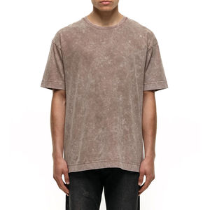 เสื้อยืดผู้ชายสีไม่เหมือนใครเสื้อยืดผ้าฝ้ายเนื้อนุ่มแขนสั้นลำลองสไตล์วินเทจเสื้อสตรีทแวร์แบบย้อนยุคขายส่ง - Product Image 1