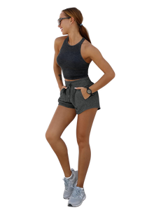 Pantalones cortos informales de verano de secado rápido de cintura alta para mujer hechos en fábrica, pantalones cortos deportivos para gimnasio, Yoga, ropa deportiva con bolsillos - Product Image 4