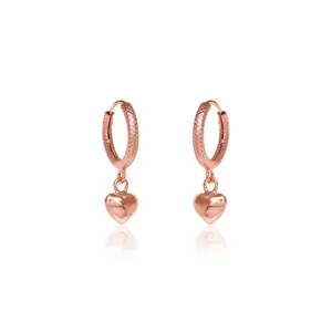 Pendientes de Aro con Forma de Corazón en Oro Rosa para Mujer, Estilo Vintage, Colgantes, Joyería de Cobre - Product Image 3